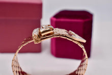 Load image into Gallery viewer, Rare 18K Rose Gold Retro 1950&#39;s Honeycomb Mesh Diamond Buckle Bow Bracelet
