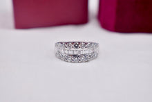 Load image into Gallery viewer, Vintage 14K White Gold Three Row Baguette &amp; Diamond 2.13cts Anniversary Band
