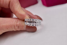Load image into Gallery viewer, Vintage 14K White Gold Three Row Baguette &amp; Diamond 2.13cts Anniversary Band
