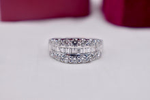 Load image into Gallery viewer, Vintage 14K White Gold Three Row Baguette &amp; Diamond 2.13cts Anniversary Band
