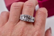 Load image into Gallery viewer, Vintage 14K White Gold Three Row Baguette &amp; Diamond 2.13cts Anniversary Band
