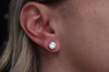 Load image into Gallery viewer, Statement 14K White Gold Round 3.40cts Natural Diamond Push Back Stud Earrings

