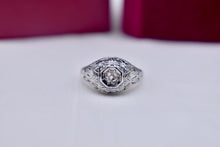 Load image into Gallery viewer, Vintage 18K White Gold 0.15cts Art Deco Old Mine Cut Diamond Engagement Ring
