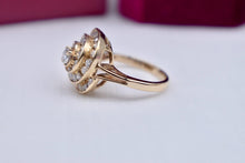 Load image into Gallery viewer, 14K Yellow Gold Vintage Diamond Cocktail Swirl Triple Halo Ring
