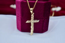 Load image into Gallery viewer, Vintage 14K Yellow Gold Artisan Cross Necklace
