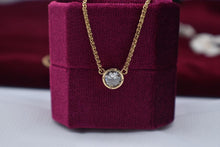Load image into Gallery viewer, Vintage 14K Yellow Gold Solitaire Diamond Bezel Necklace
