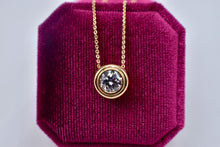 Load image into Gallery viewer, Vintage Mid Century 14K Yellow Gold Solitaire 1.50cts Natural Diamond Bezel Slide Necklace
