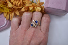 Load image into Gallery viewer, Edwardian 18K Yellow Gold Sapphire and Old Mine Cut Diamond Toi Et Moi Ring
