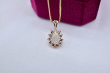 Load image into Gallery viewer, Vintage 18K Yellow Gold Teardrop Opal Halo Necklace
