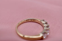 Load image into Gallery viewer, The Leo Vintage 14K Yellow Gold&amp; White Gold Bar Channel Five Stone Diamond Band
