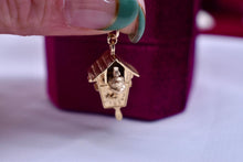 Load image into Gallery viewer, Vintage 1950s 14k Gold Movable Mechanical 3D Cuckoo Clock Charm
