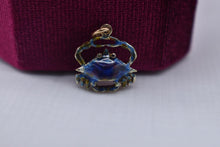 Load image into Gallery viewer, Vintage 14K Yellow Gold Blue Enamel Crab Charm

