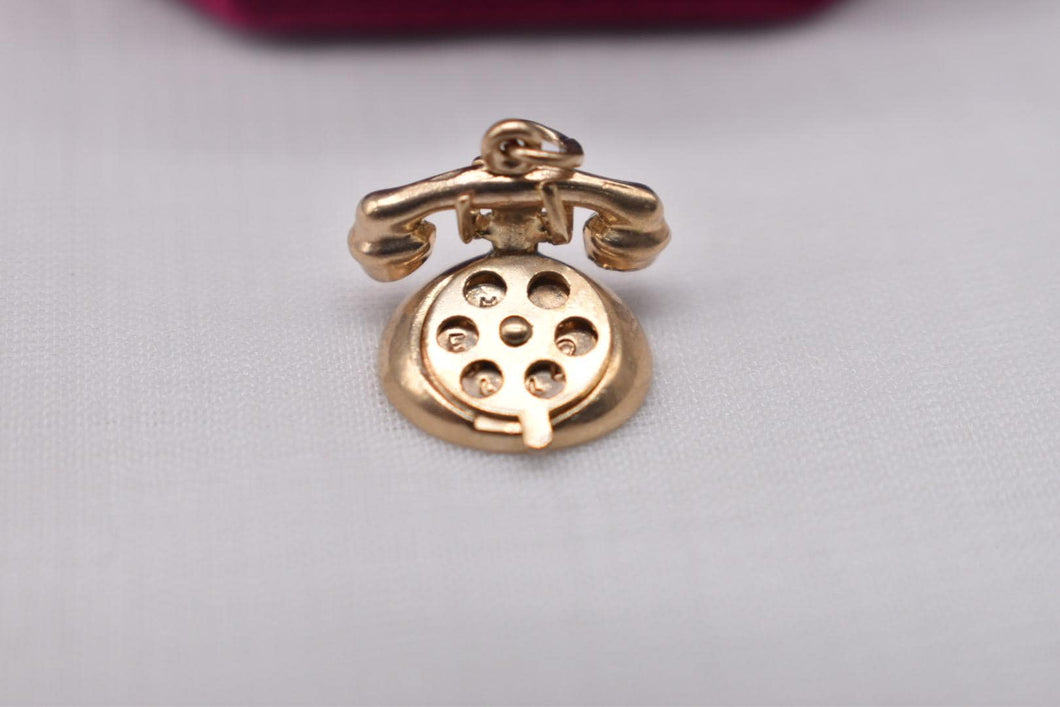 14K Yellow Gold Rotary Animated I Love U Phone Vintage Charm or Pendant