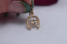 Load image into Gallery viewer, Vintage 14K Yellow Gold Horseshoe Clover Luck Charm
