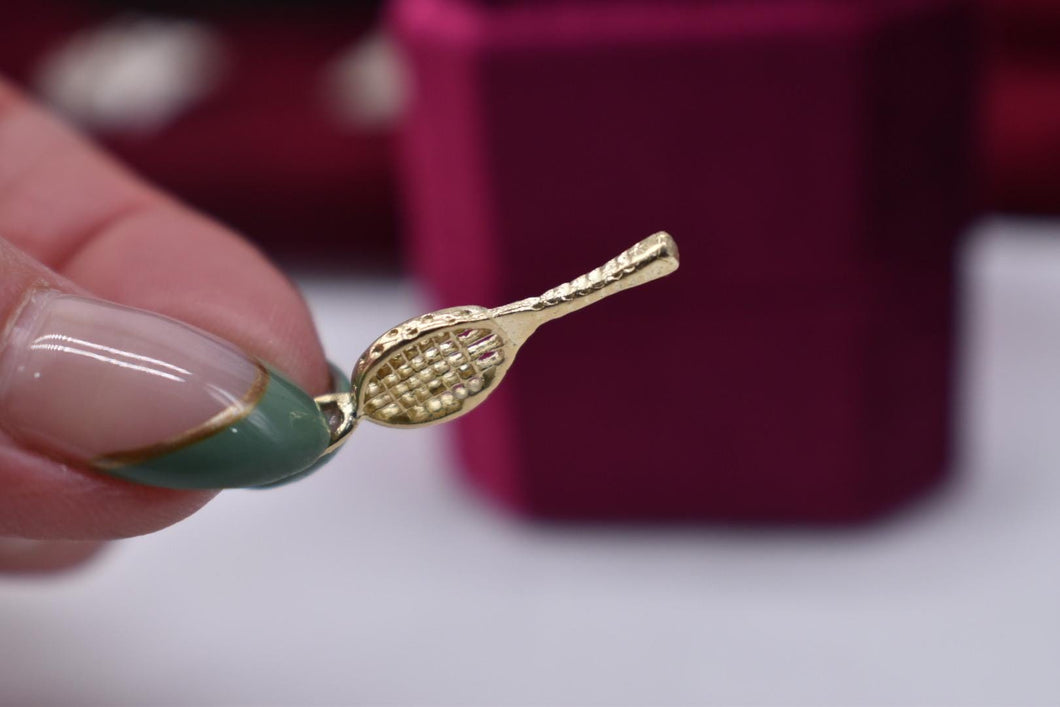 Vintage 14K Yellow Gold Tennis Racket Charm