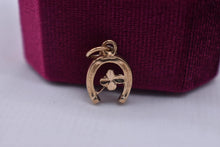 Load image into Gallery viewer, Vintage 14K Yellow Gold Horseshoe Clover Luck Charm
