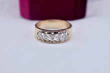 Load image into Gallery viewer, Vintage Art Deco 14K Two Toned White and Yellow Gold Floral Diamond Band
