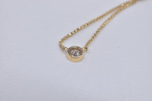 Load image into Gallery viewer, Vintage 14K Yellow Gold Solitaire Diamond Bezel Necklace
