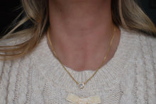 Load image into Gallery viewer, Vintage 14K Yellow Gold Solitaire Diamond Bezel Necklace
