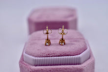 Load image into Gallery viewer, 14K Yellow Gold Round Diamond Push Back Stud Earrings 0.35cts
