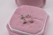 Load image into Gallery viewer, 14K White Gold Princess Cut Diamond Screw Back Stud Earrings 0.60cts
