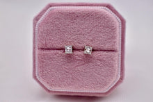 Load image into Gallery viewer, 14K White Gold Princess Cut Diamond Screw Back Stud Earrings 0.60cts

