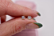 Load image into Gallery viewer, 14K White Gold Princess Cut Diamond Push Back Stud Earrings 0.22cts
