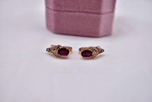 Load image into Gallery viewer, Levian 14K Rose Gold Rhodolite Garnet and Diamond Earrings
