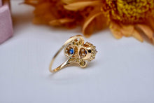 Load image into Gallery viewer, Edwardian 18K Yellow Gold Sapphire and Old Mine Cut Diamond Toi Et Moi Ring
