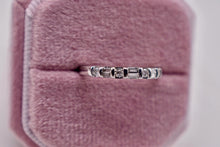 Load image into Gallery viewer, 14K White Gold Unique Round &amp; Baguette Bar Channel Diamond Band
