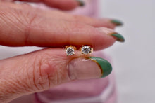 Load image into Gallery viewer, 14K Yellow Gold Round Diamond Push Back Stud Earrings 0.35cts
