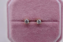 Load image into Gallery viewer, 14K Yellow Gold Round Diamond Push Back Stud Earrings 0.35cts
