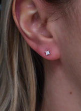 Load image into Gallery viewer, 14K White Gold Princess Cut Diamond Push Back Stud Earrings 0.22cts

