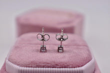 Load image into Gallery viewer, 14K White Gold Princess Cut Diamond Push Back Stud Earrings 0.22cts
