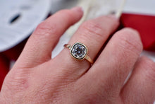 Load image into Gallery viewer, 14K Yellow Gold Vintage Natural Cushion Cut Diamond Solitaire Bezel Set Engagement Ring
