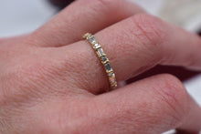 Load image into Gallery viewer, 14K Yellow Gold Vintage Baguette and Round Diamond Bar Channel Band
