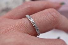 Load image into Gallery viewer, Vintage Milgrain Edge Platinum Eternity Diamond Wedding Band Size 5.5
