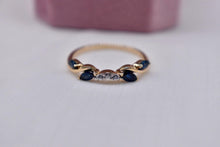 Load image into Gallery viewer, 10K Yellow Gold Vintage Curved Contour Sapphire &amp; Diamond Enhancer Ring
