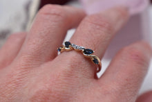 Load image into Gallery viewer, 10K Yellow Gold Vintage Curved Contour Sapphire &amp; Diamond Enhancer Ring
