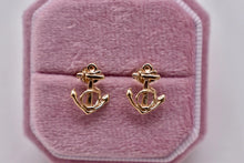 Load image into Gallery viewer, Vintage 14K Yellow Gold Anchor Stud Earrings
