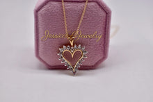 Load image into Gallery viewer, Vintage 14K Yellow Gold Diamond Heart Necklace, 1.20 ct
