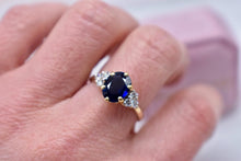 Load image into Gallery viewer, Vintage 18K Yellow Gold Vintage Natural Oval Sapphire &amp; Diamond Halo Ring
