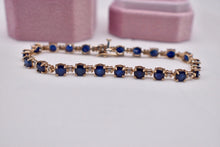 Load image into Gallery viewer, 10K Yellow Gold Vintage Round Sapphire &amp; Diamond Bracelet
