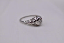 Load image into Gallery viewer, Vintage 18K White Gold Art Deco Dainty Hexagon Diamond Engagement Ring
