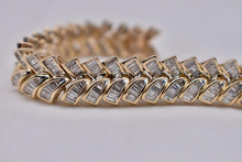 Load image into Gallery viewer, Vintage 14K Yellow Gold Vintage Baguette 8.00cts Diamond Chevron Style Bracelet
