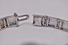 Load image into Gallery viewer, Vintage Art Deco 14K White Gold and Platinum Sapphire &amp; Diamond Filigree Bracelet
