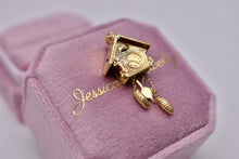 Load image into Gallery viewer, Vintage 18k Gold Animated 3D Cuckoo Clock Charm
