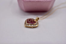 Load image into Gallery viewer, Vintage 14K Yellow Gold Ruby and Diamond Heart Necklace
