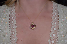 Load image into Gallery viewer, Vintage 14K Yellow Gold Ruby and Diamond Heart Necklace
