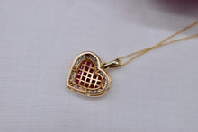 Load image into Gallery viewer, Vintage 14K Yellow Gold Ruby and Diamond Heart Necklace
